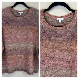 J. Jill L Multicolor Crew Neck Sweater Cotton Blend Classic Casual Womens Style